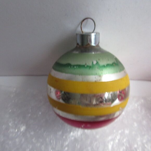 Shiny Brite Striped Glass Christmas Ornaments Set of 8 Pink Gold 1.75" - 2" Vtg - Picture 12 of 16